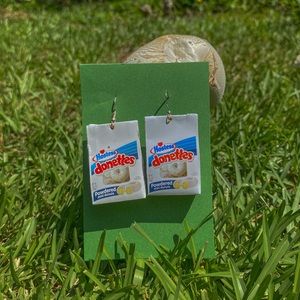 Mini Brand Hostess Powdered Donut Earrings